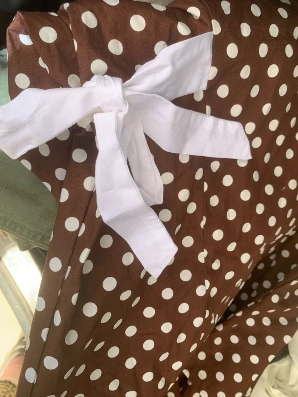 NWT wild fable Brown Polka Dot Sleeveless Mini Dress with White Side Ties - Picture 6 of 8